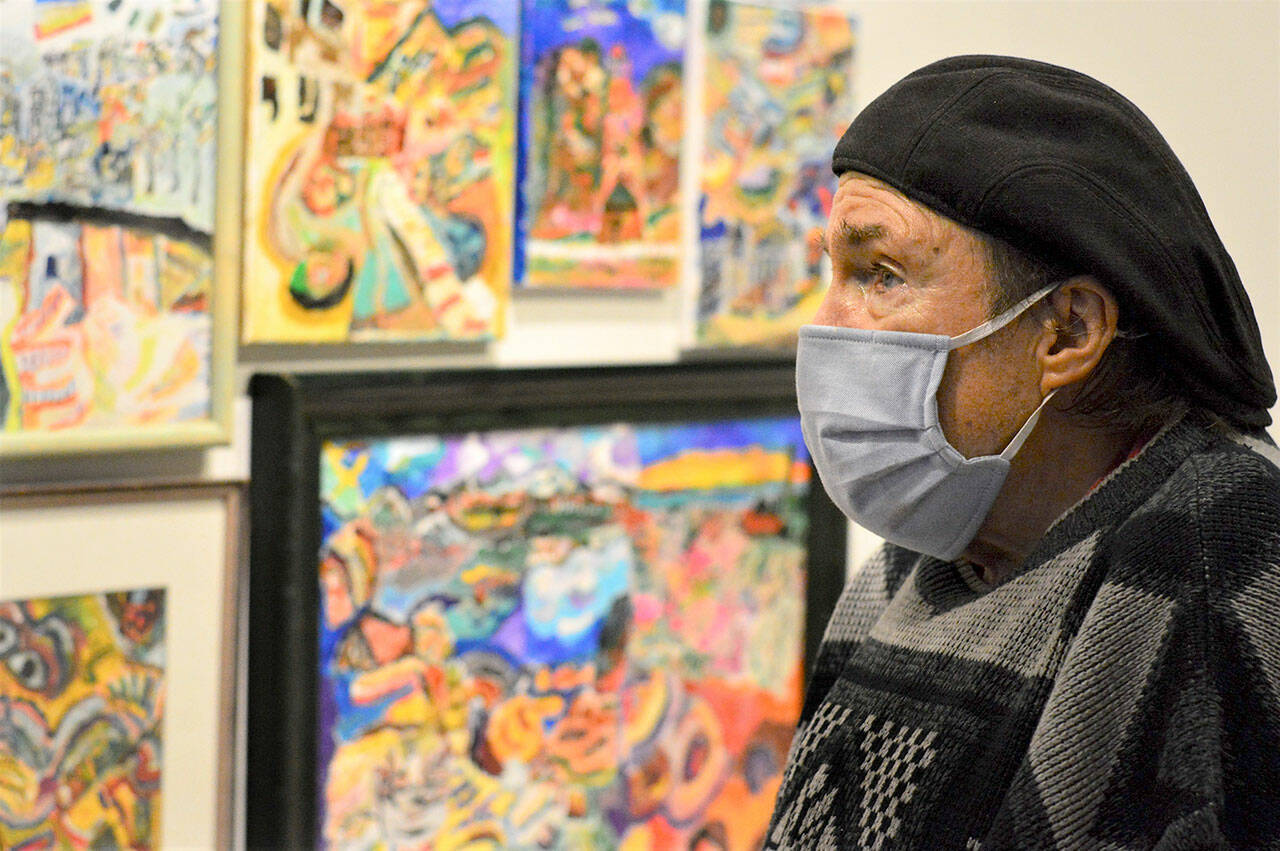 Artist Craig Rogers’ one-man show, “Looking at the World,” is on display at the Grover Gallery in downtown Port Townsend through Jan. 17. (Diane Urbani de la Paz / Peninsula Daily News)