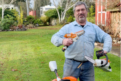 As Christmas draws near, the perfect gift for your gardening friends, and for the planet as a whole, is new battery-operated horticulture equipment. They are powerful, long lasting, mostly noise free and easy to work with! Be the perfect garden Santa. (Jackson Smart via Andrew May/For Peninsula Daily News)