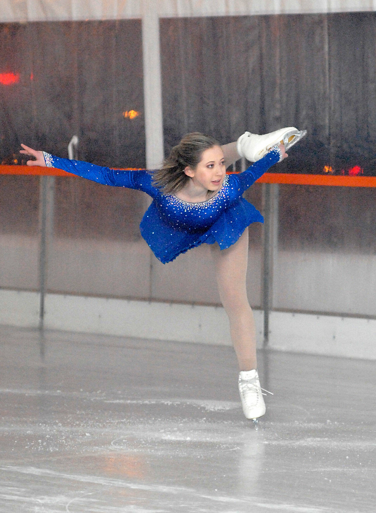 Savannah Morrey of Bremerton gives a figure skating demonstration in 2018 at the Port Angeles Winter Ice Village.