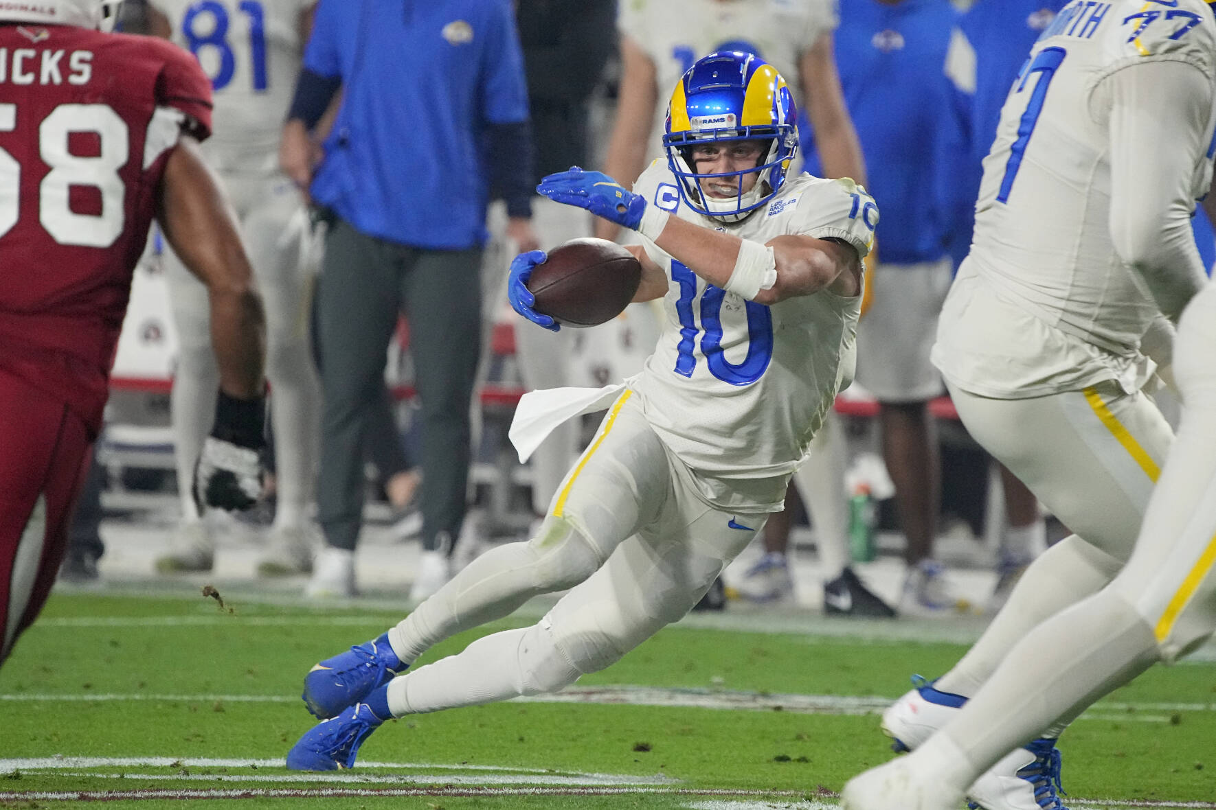 Los Angeles Rams wide receiver Cooper Kupp (10) during an NFL football game against the Arizona Cardinals on Dec. 13 in Glendale, Ariz. Kupp is from Yakima, played at Eastern Washington and his family has ties to both the University of Washington and Pacific Lutheran. (AP Photo/Rick Scuteri)