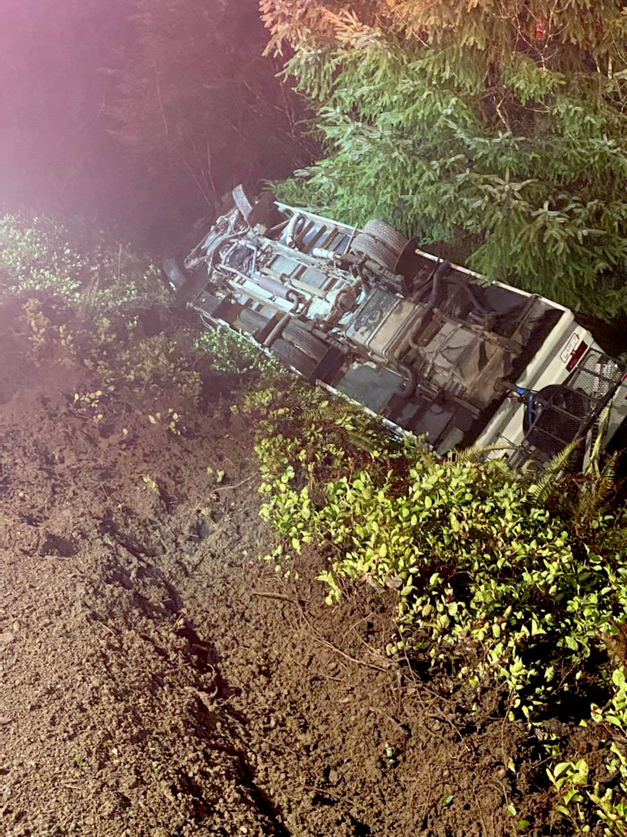 A man was treated and discharged form a Seattle hospital after a rollover on U.S. Highway 101 in West Jefferson County. (Forks Fire Department)