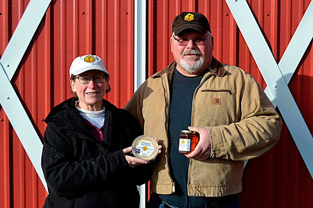 Matthew Nash / Olympic Peninsula News Group file
Meg and Buddy DePew’s Sequim Bee Farm, seen here in 2020, won a medal for their Dungeness Fields Honey from the national Good Food Awards competition. They plan to debut it at the Sequim Sunshine Festival in March.