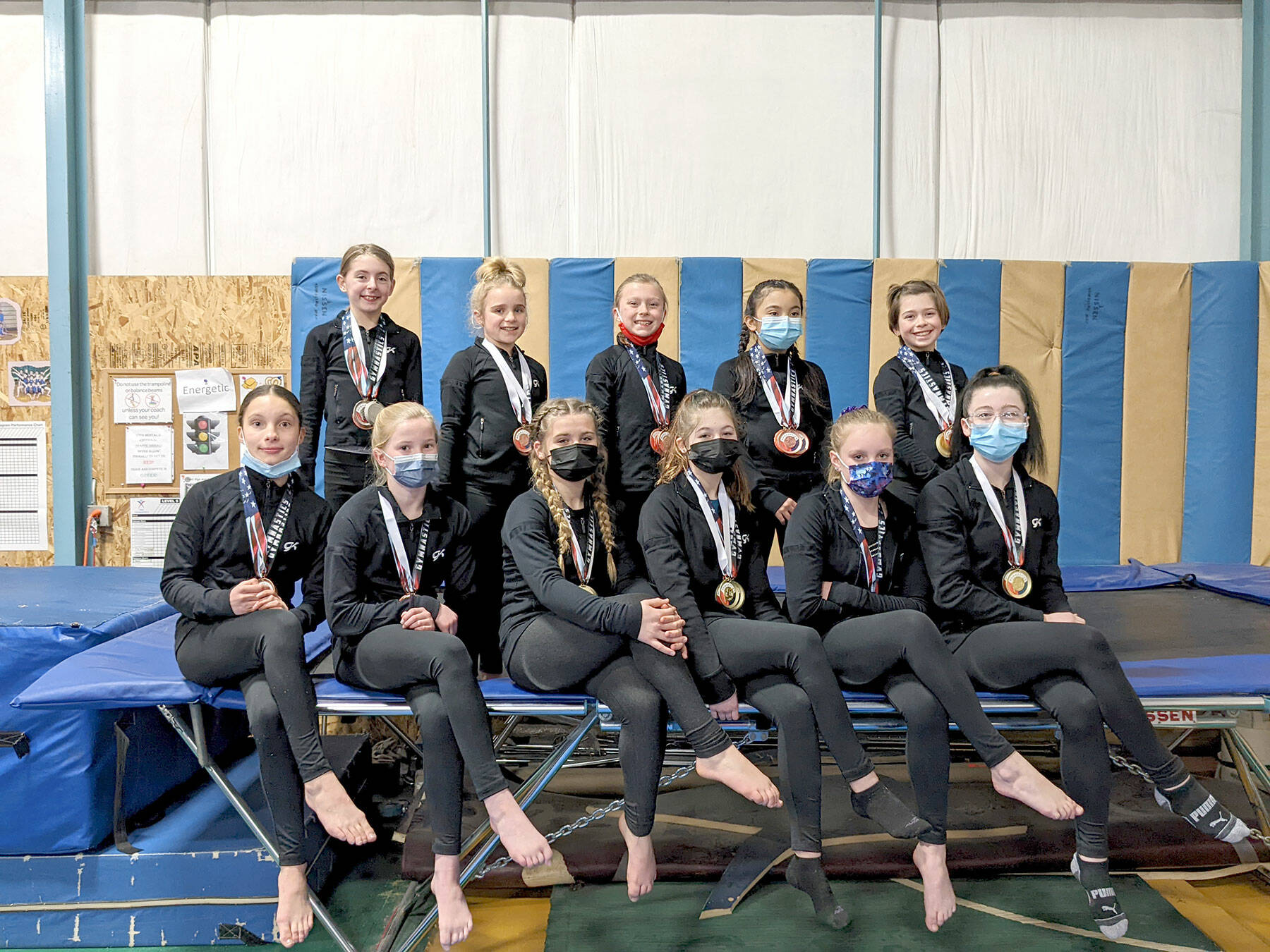 Klahhane Gymnastics performed well at The Freedom Invitational last weekend in Silverdale. Team members are, back row from left: Gracelyn Goss, Raynee Ciarlo, Elyse Brown, Kira Hartman and Harper Hilliker; and front row from left: Saffron Tschida, Mariah Traband, Neveah Thurman-Dupuis, Taylor Bugge, Lucy Spelker and Jessamyn Schindler.