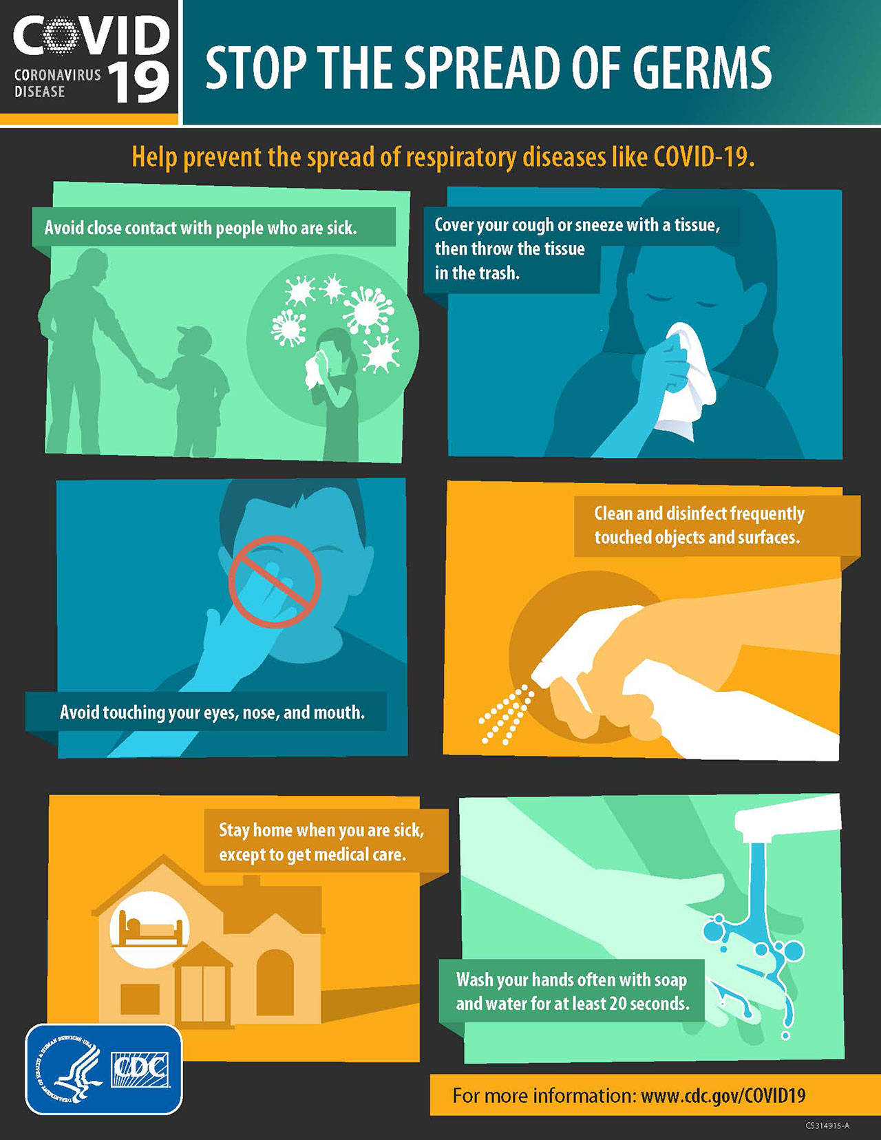 stop the spread of germs Covid-19 COVID19 Covid 19 flu infographic CDC