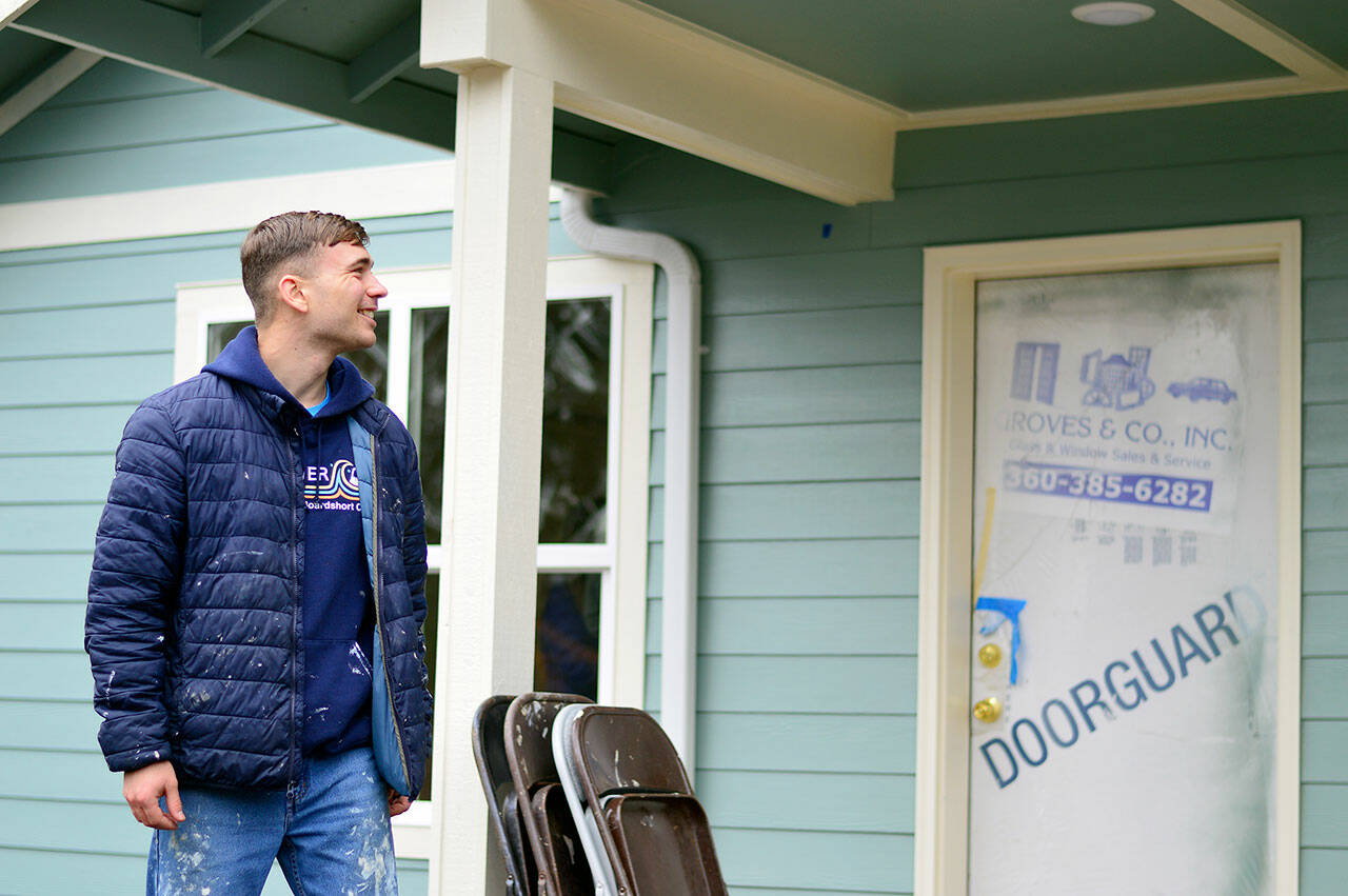 AmeriCorps volunteer Ryan Botkin, whose family built the Habitat for Humanity house where he lives, is now a member of the construction crew for new Habitat homes in Port Townsend. (Diane Urbani de la Paz/Peninsula Daily News)