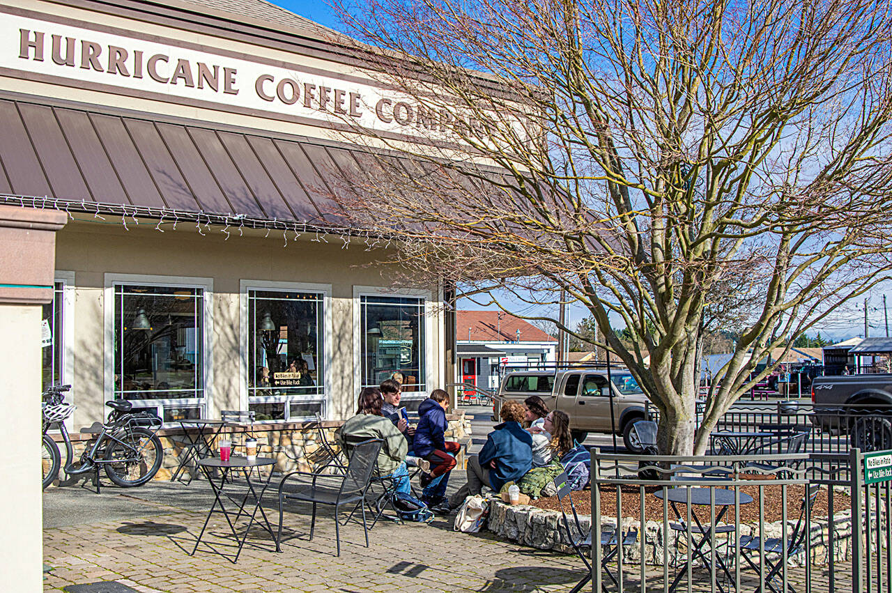 The Jamestown S’Klallam Tribe now serves as landlord to multiple downtown Sequim businesses, including Hurricane Coffee Company. The businesses remain independently owned, with tribal staff saying there are tentative plans to add a cultural center and/or art gallery and more in adjacent open spaces. (Emily Matthiessen/Olympic Peninsula News Group)