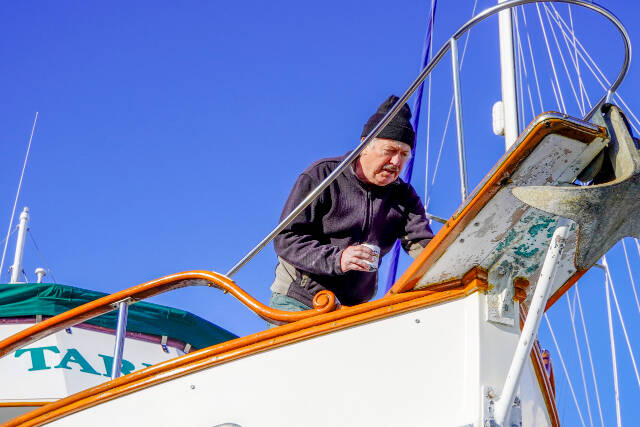 Ship shape 

Steve Mullensky/for Peninsula Daily News

Port Townsend’s Jim Brennan applies a coat of paint to a section of his 32-foot Grand Banks trawler while he has it up on stands at the Port Townsend Boat Haven on Saturday. “There is always something to do on a boat,” he said.