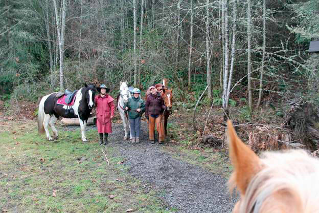 Photo by Karen Griffiths

Cutline:  At the horse trailer parking area off Happy Valley Road in Sequim, riders Teresa Crossley, left, Linda Morin and  Judy Dupree were all smiles after finishing up the BCH Peninsula Chapter’s March 13th ride at the Dungeness Trails, located just outside city limits off River Road.