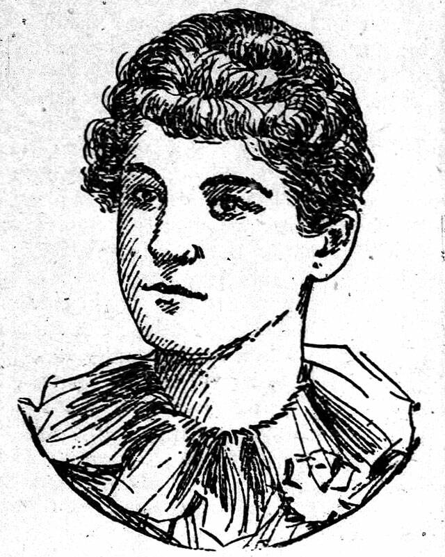 A sketch of Cora that appeared in various 1899 newspaper articles around the country.