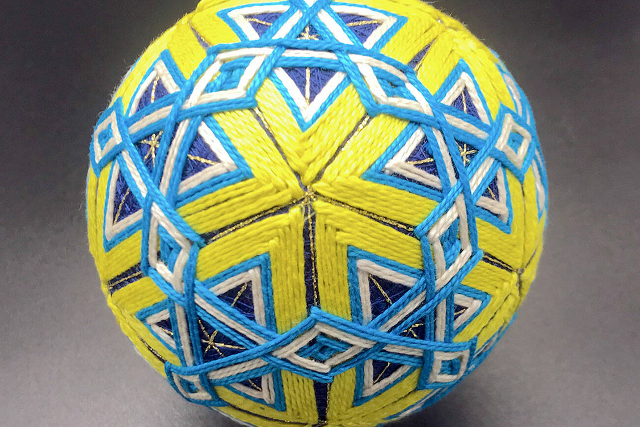 Rebekah Cadorette's collection of Temari at Port Townsend Gallery is inspired by Ukraine's pysanky Easter eggs.