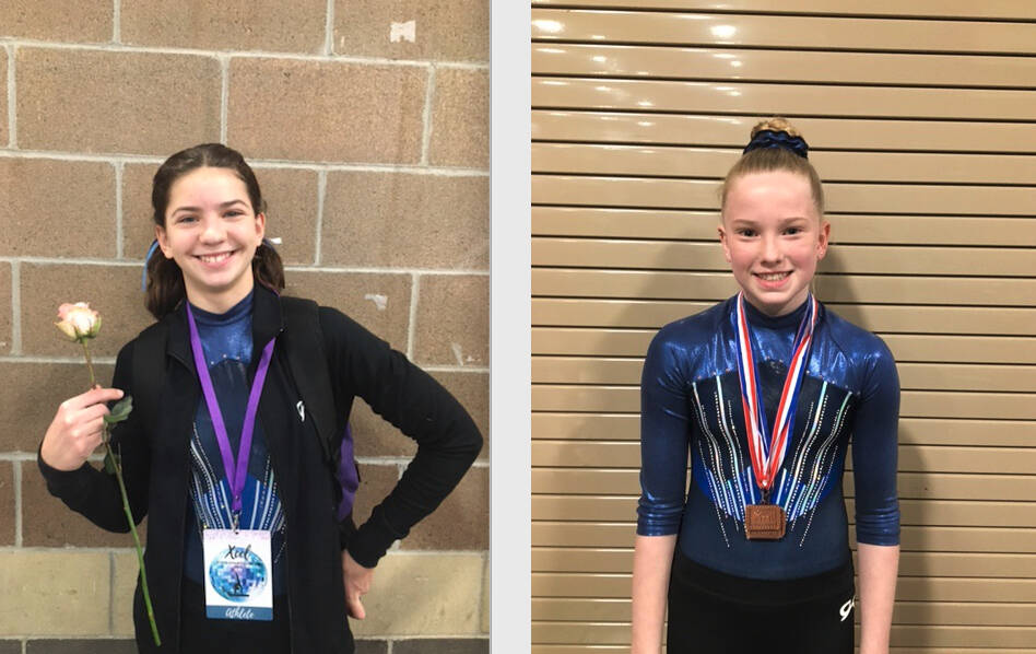 Klahhane Gymnastics gymnasts Scarlett Sullivan, left, and Mariah Traband qualified for the USA Gymnastics Region 2 meet later this month.