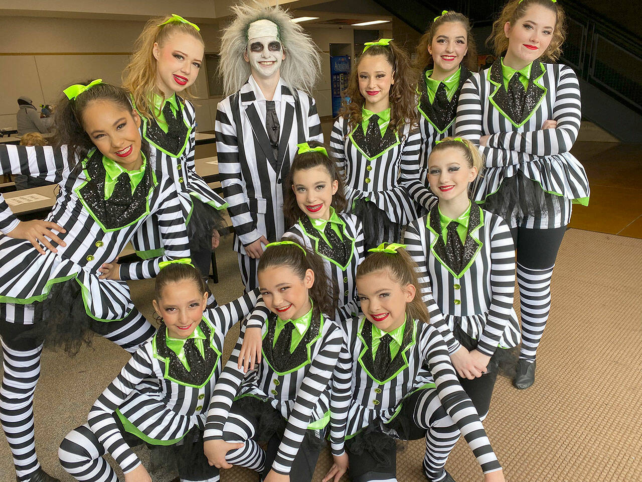 The Elite Competition Dance Team from The Dance Center by Erica Edwards in Sequim recently earned a Judge’s Choice award and an invitation to perform in New York City for their musical theater large group routine “Beetlejuice.” Team members include, in no particular order, Madison Edwards, Ayla Alstrup, Sofia Divinsky, Sydney Owens, Cyrus Deede, Eva Lancheros-Gillis, Joyce Caulfield, Ava Fuller, Emma Edwards, Mia Buhrer, Addysin Smith, Savanna DeRuyter, Tosca Kattau and Julianne Wilcox.