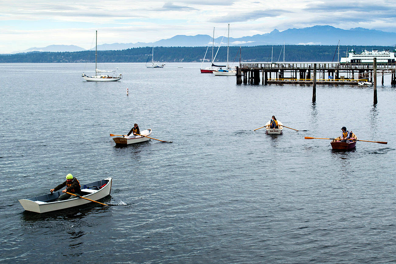 High school students partake in the rowing unit, one of many on-water elements in the Port Townsend Maritime Academy, a free career and technical education program. The 2022-2023 program is open to high school juniors and seniors across the North Olympic Peninsula. photo courtesy Northwest Maritime Center