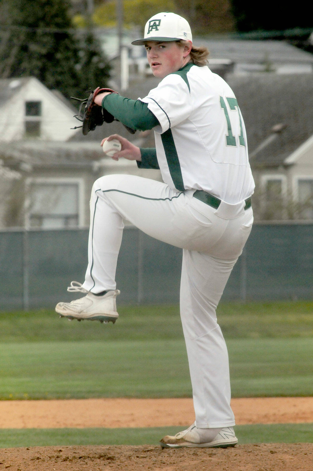 Keith Thorpe/Peninsula Daily News Port Angeles pitcher Elijah Flodstrom throws in the first inning against North Kitsap on Wednesday at Port Angeles Civic Field.