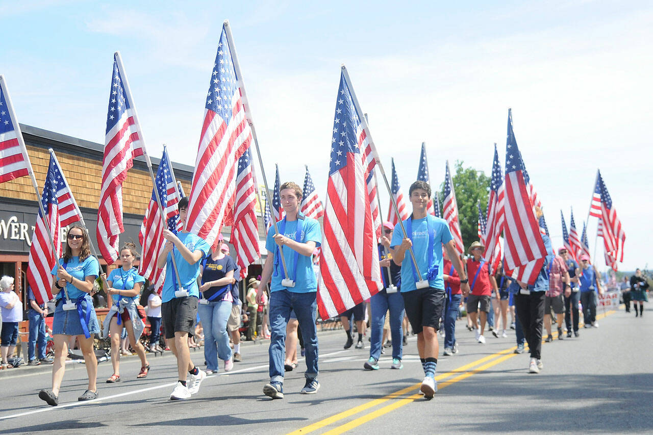 The Grand Parade returns at noon Saturday along Washington Street for the Sequim Irrigation Festivals Grand Finale weekend. The last time the parade run in full was in 2019, seen here. (Michael Dashiell/Olympic Peninsula News Group)