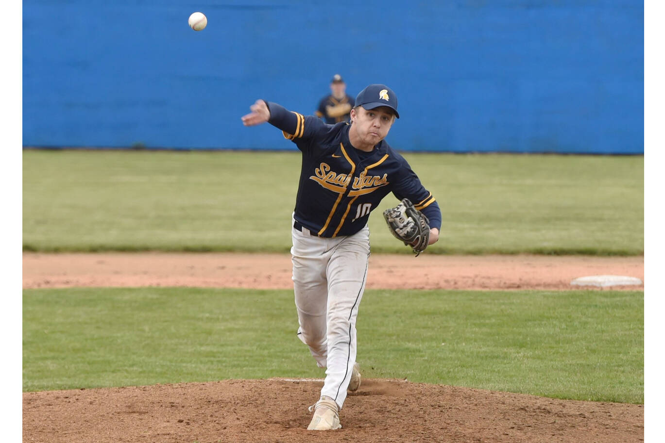 Forks' Logan Olson pitches a shutout against Ilwaco in the Southwest 2B district tournament Friday. Olson finished with nine strikeouts in a 7-0 win. (Jordan Nailon/Longview Daily News)