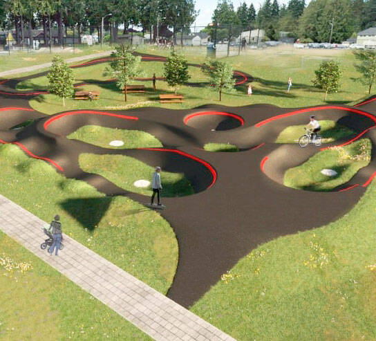 Port Angeles Parks & Recreation An illustration shows what the finished Erickson Playfield Pump Track will look like upon completion.