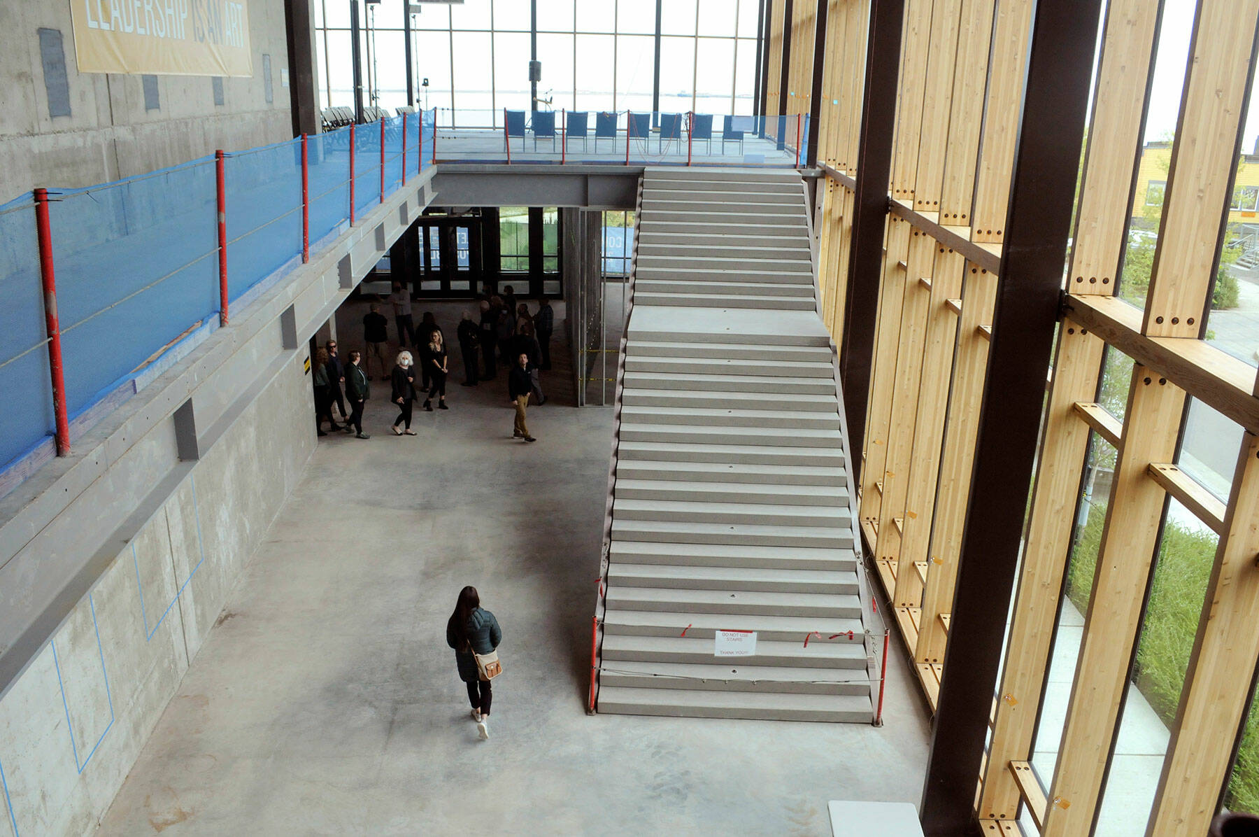 A grand staircase rises from the lobby of the Field Hall Arts & Events Center. (Keith Thorpe/Peninsula Daily News)