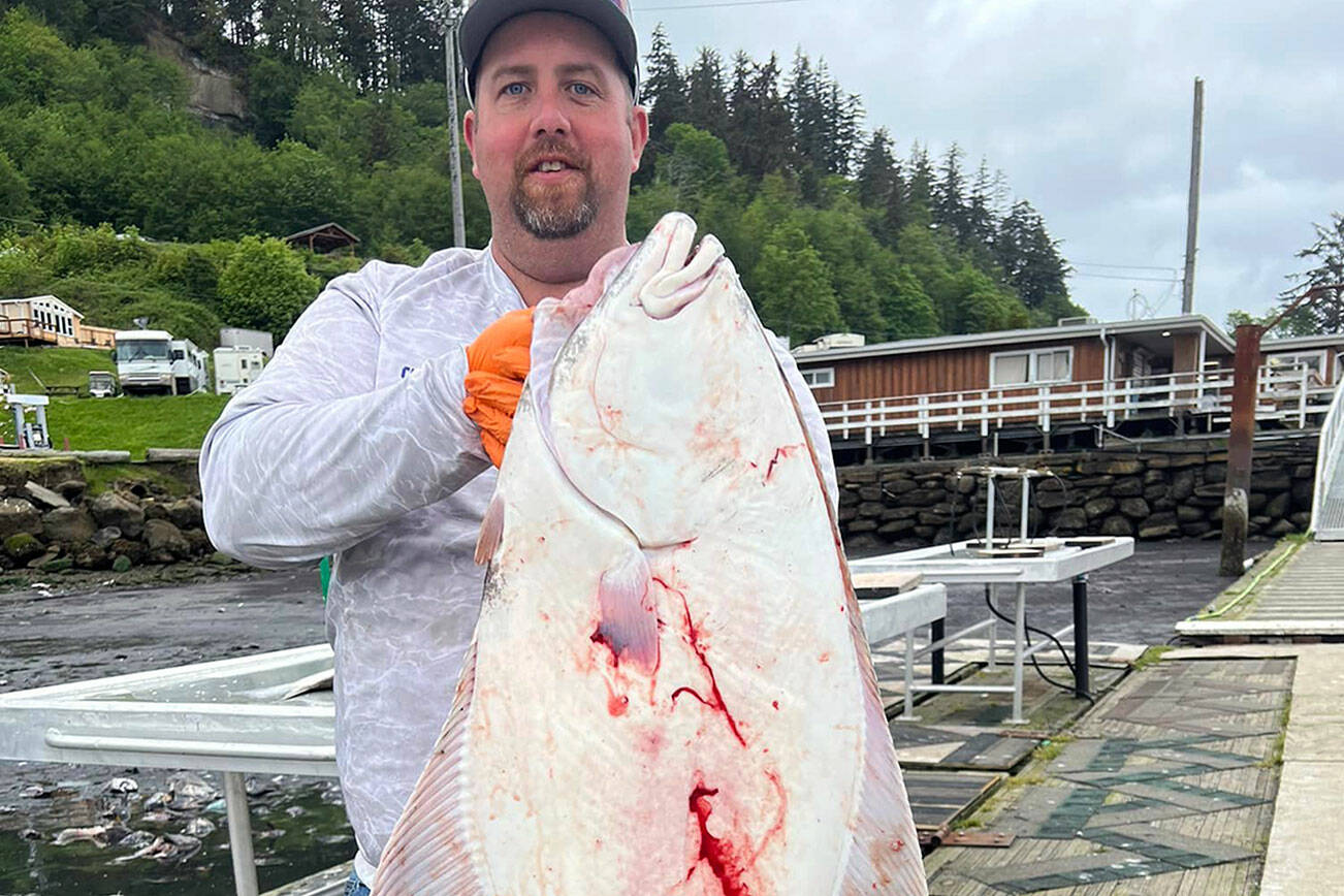 Chad Huffman caught this halibut over Memorial Day weekend while fishing with John Nunnally and Dave Sutton. All three found halibut inside the Strait of Juan de Fuca after getting bounced around and blown off the Pacific Ocean.