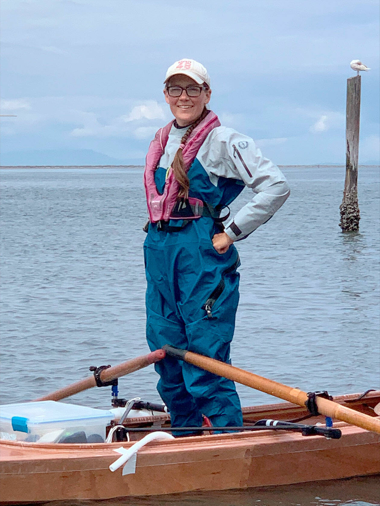 Lillian Kuehl built the 18-foot rowboat she will race the 750 miles from Port Townsend to Ketchikan in her Port Angeles living room. This is the second time that Kuehl, 37, who is from Quilcene, is competing in the Race to Alaska. (Photo David Linger)