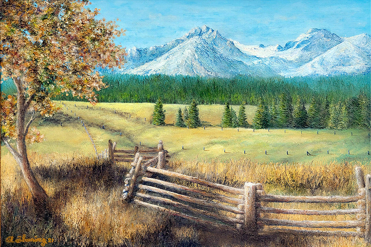 “Mountain View” by Alice Thuring is featured this month by the Port Ludlow Art League.