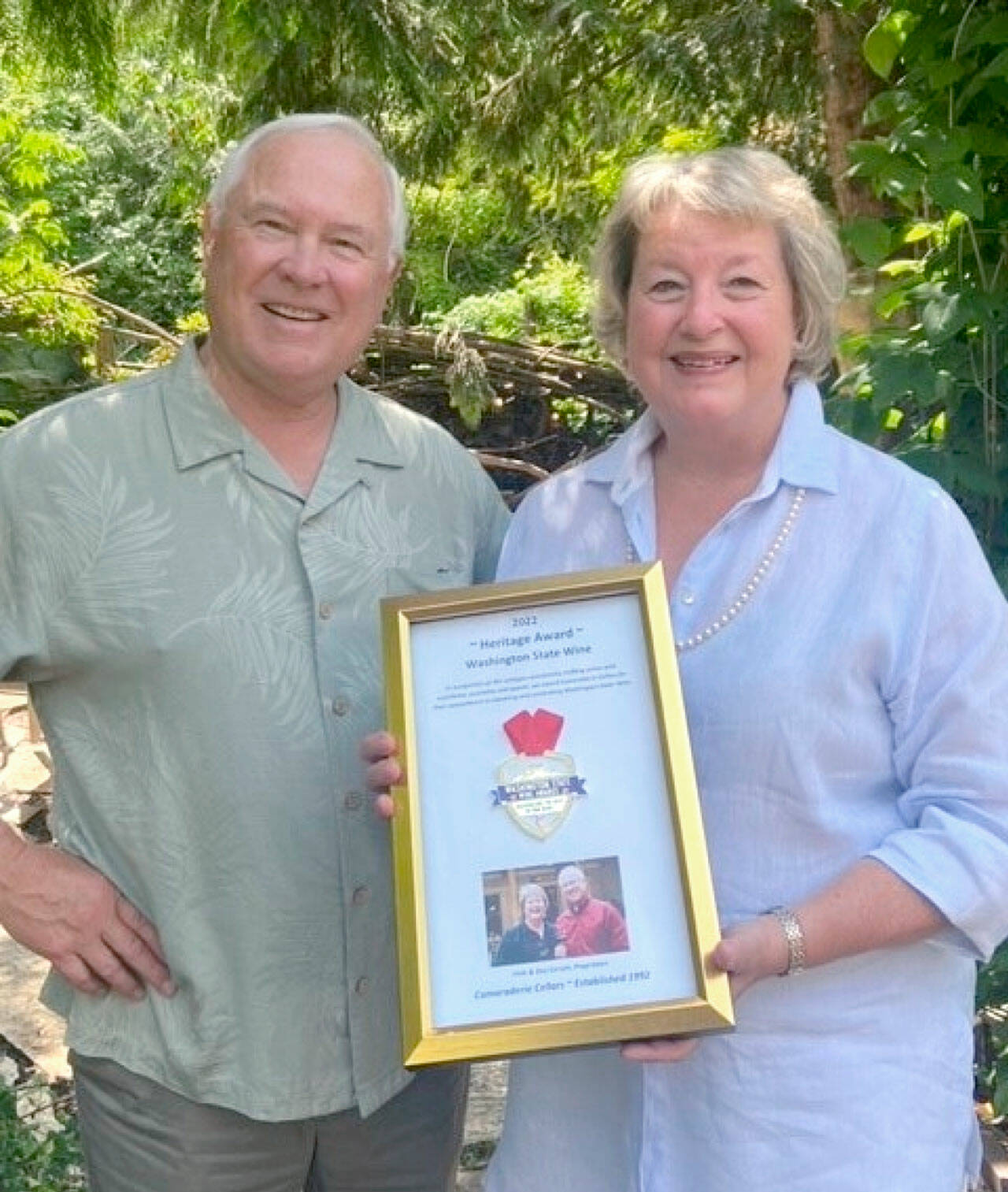Don and Vicki Corson, owners of Camaraderie Cellars, earned a 2022 Washington state wine Heritage Award.