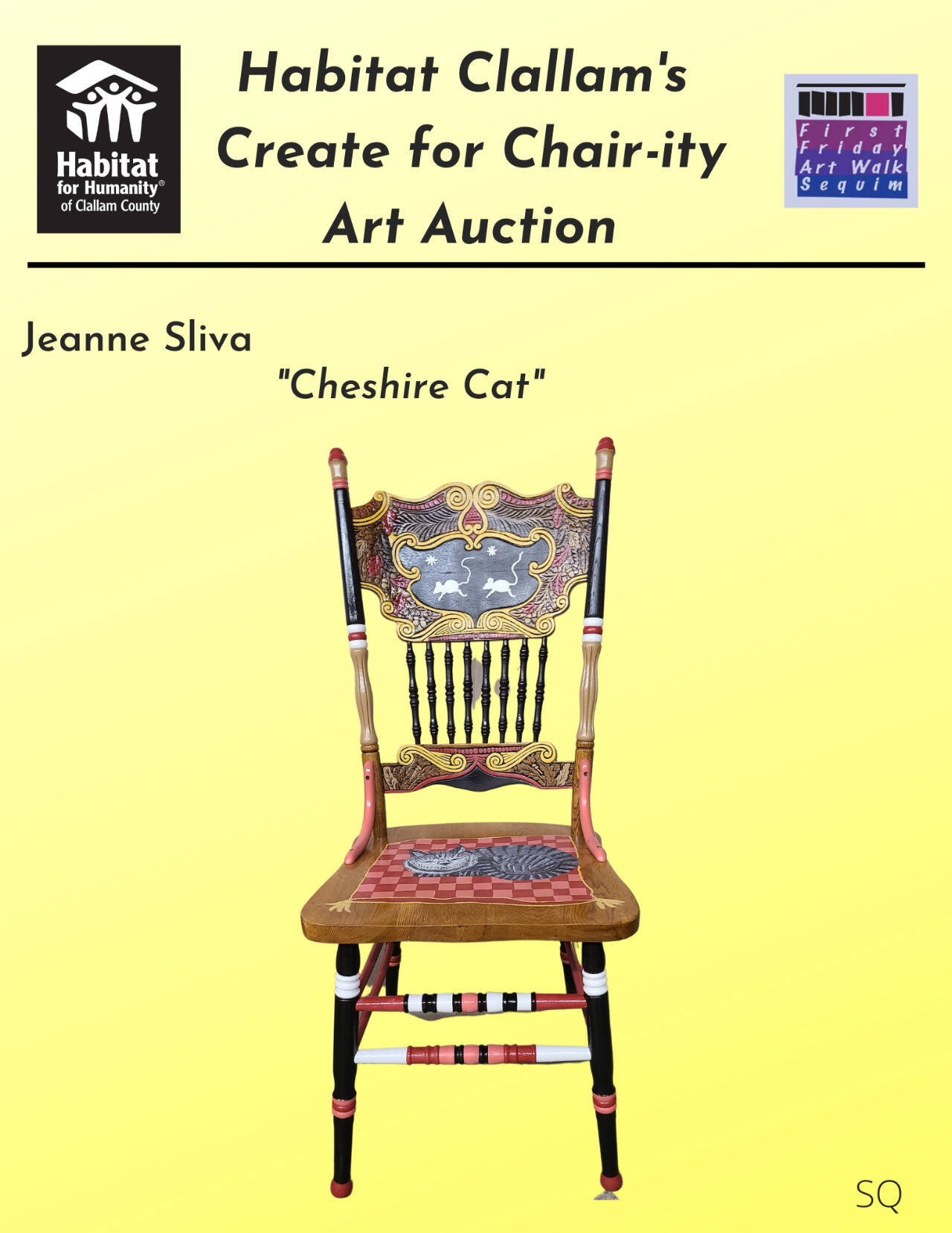 Habitat for Humanity of Clallam Countys Sequim Habitat Boutique Store, 213 E. Washington St., has the Habitat Clallam Create for Chair-ity Art Auction and live music with OC from 5 p.m. to 7:30 p.m. Friday.