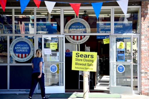 A customer enters Sears Hometown Store in Port Angeles on Monday after the store announced it will close following a clearance sale. Both the Sears Hometown Stores in Port Angeles and Sequim are closing, and their former owner said she wanted to keep one open but had disagreements with her corporate partners. (Peter Segall / Peninsula Daily News)