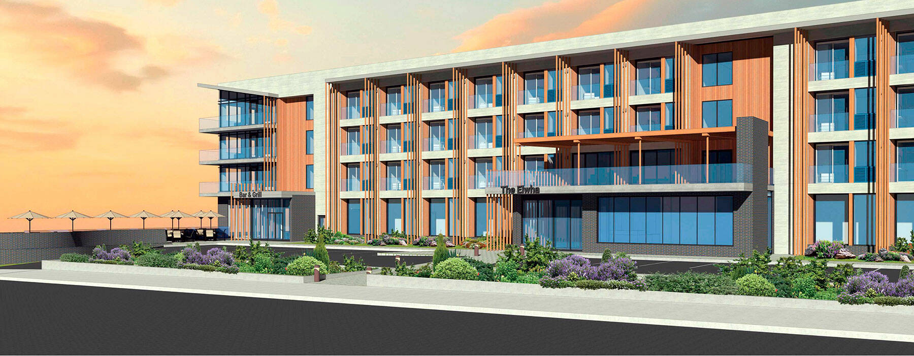 Waterleaf Architecture created this latest rendering of the downtown Port Angeles hotel planned by the Lower Elwha Klallam Tribe.