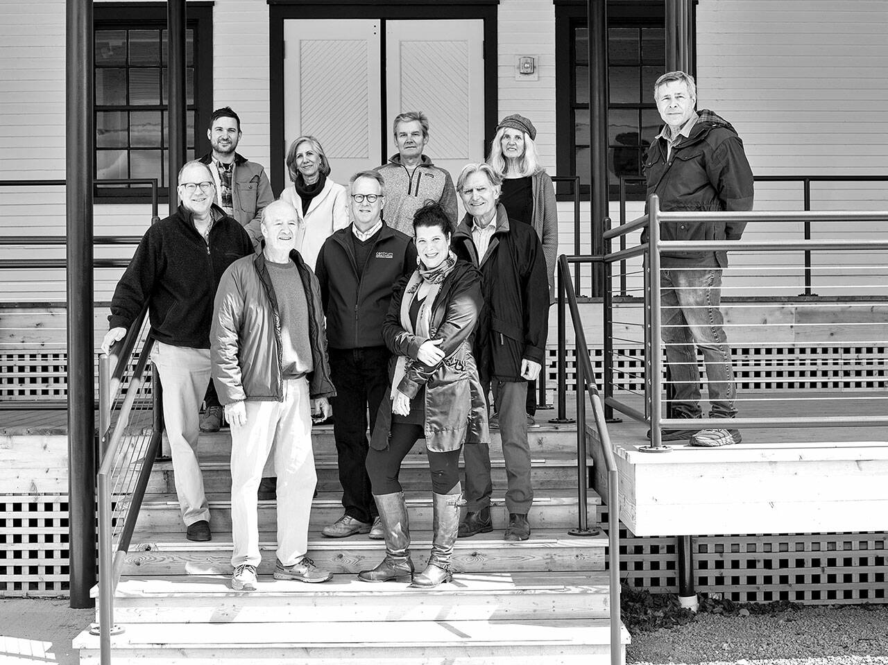 The Creative Alliance of Fort Worden members are pictured, top row, from left, Heron Scott, Port Townsend School of Woodworking; Renee Klein, Madrona MindBody Institute; Robert Ambrose and Kate Ingram, KPTZ; with, far right David Timmons, Fort Worden Public Development Authority. middle row, from left, Joseph Bednarik, Copper Canyon Press; Rob Birman, Centrum; George Knotek, Copper Canyon Press; and bottom row, from left, Randy Arent, Corvidae Press; and Teresa Verraes, Northwind Art.