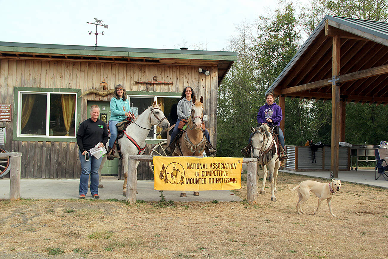 Photo by Karen Griffiths

 

Cutline: A Competitive Mounted Orienteering’s competition was held at Layton Hill Horse Camp last weekend. Organizer Wendy Brundle, left, along with one of  this year’s top prize winning teams — the Free 4 Alls —in the long course competition  Brianna Bell,  Darcy Jaxon and Melissa Rogers.