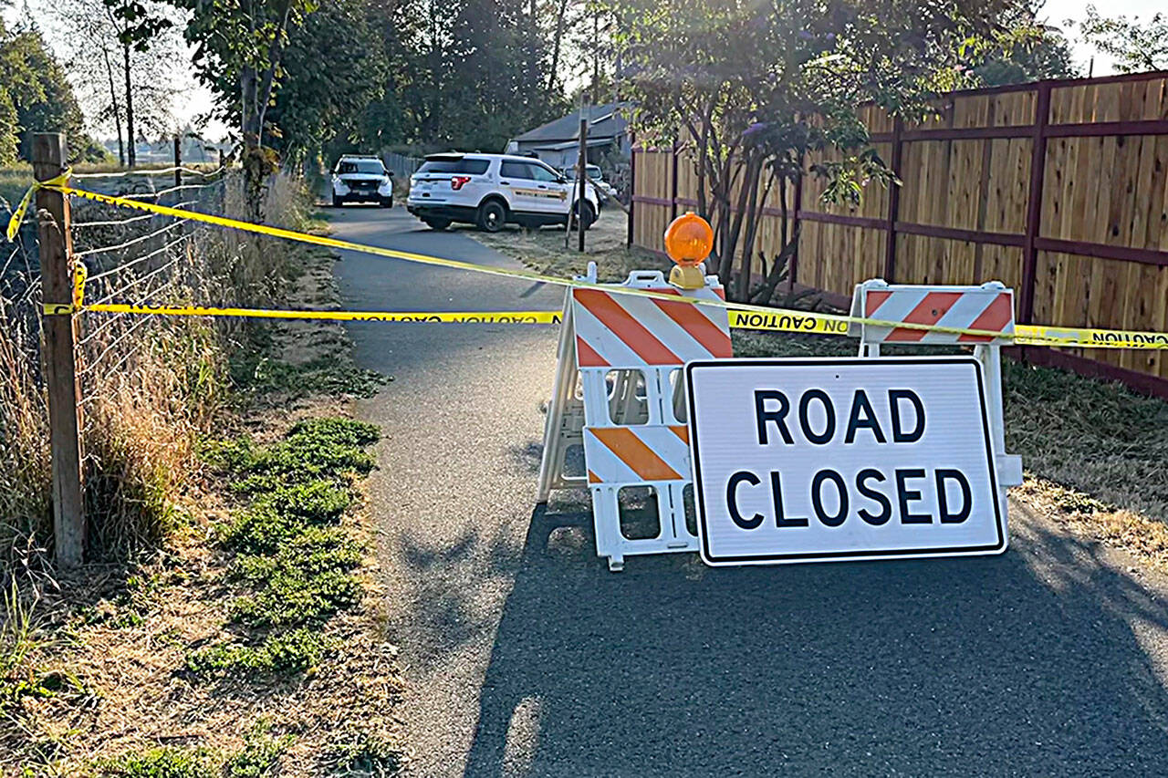 A portion of the Olympic Discovery Trail between the Dungeness River Nature Center and Priest Road was closed for several hours Thursday morning due to an active shooter scenario. (Matthew Nash/Olympic Peninsula News Group)