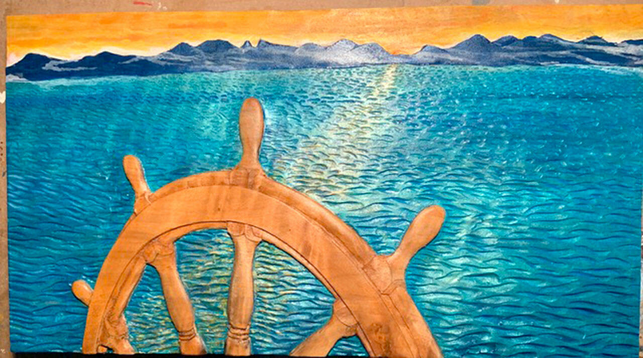 Larry and Linda Gonzales relief wood carvings are on view at Gallery-9.