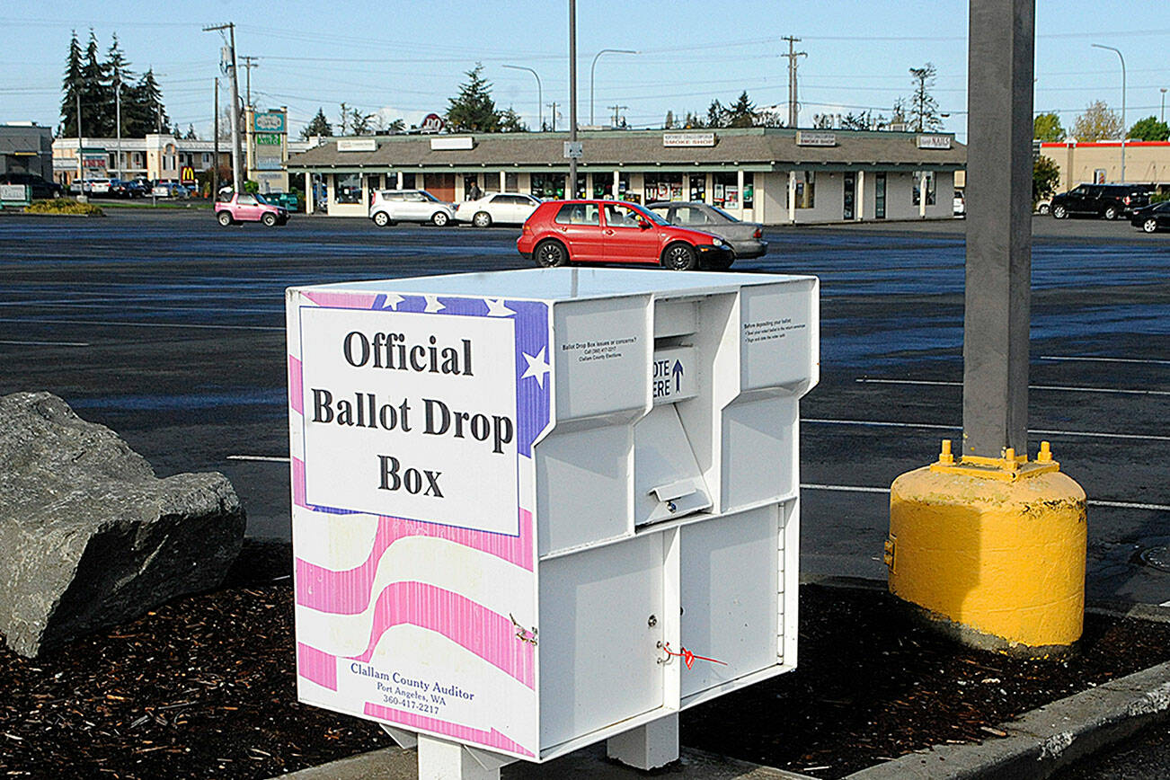 Sequim Gazette photo by Matthew Nash/ Sequim Police Department deputy chief Mike Hill reports that a nonpartisan group of ballot box observers at 651 W. Washington St. have not broken any laws and have obeyed state law despite some residents' calls of concern about alleged harassment. “Harassment isn’t passive … and just sitting in a public place,” he said.