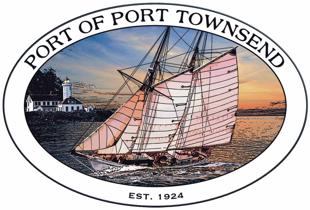 The Port of Port Townsend’s new logo captures the schooner Alcyone slicing past the Point Wilson Lighthouse. The oval design evokes a ship’s porthole.