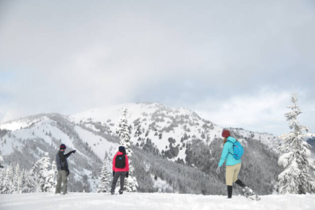 Michael Dashiell /Ol;ympic Peninsula News Group
 Snowshoers enjoy a new snowfall at Hurricane Ridge in this file photo.