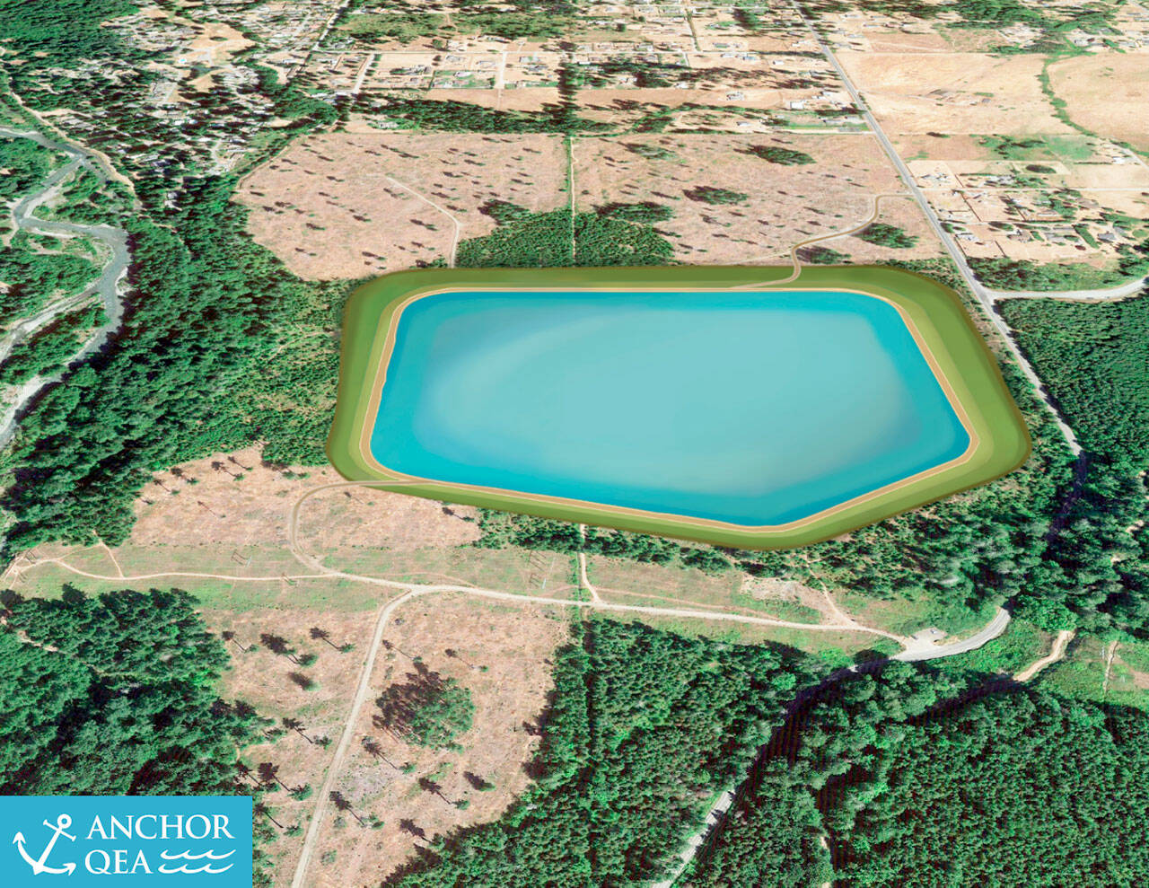 The Dungeness Off-Channel Reservoir is pictured in an artist’s rendering by Anchor QEA, the project’s engineering firm.