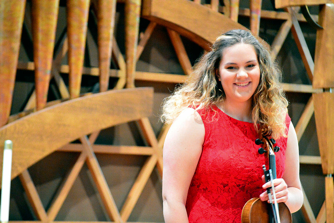 Violist Lauren Waldron of Port Angeles, pictured in 2018, is one of the previous winners of the Nico Snel Young Artist Competition, to be held in person in January. (Diane Urbani de la Paz/for Peninsula Daily News)
