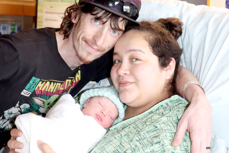 Justice Schulze, at 7 pounds and 6 ounces, was the Peninsula’s first baby, born at 7:12 a.m. at Olympic Medical Center in Port Angeles. His parents are Jacob and Dianne Schulze. (Dave Logan/for Peninsula Daily News)