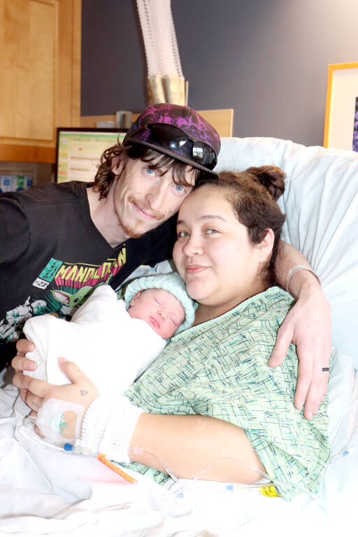 Justice Schulze, at 7 pounds and 6 ounces, was the Peninsula’s first baby, born at 7:12 a.m. at Olympic Medical Center in Port Angeles. His parents are Jacob and Dianne Schulze. (Dave Logan/for Peninsula Daily News)