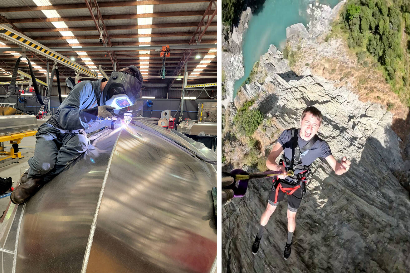 Soon after graduating from Peninsula College, Colby Groves's new employer sent him to New Zealand where he learned advanced boat welding techniques, and took some time to go bungee jumping.