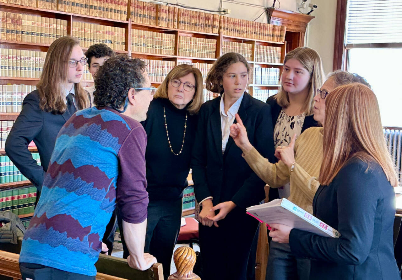 Submitted Photo
Sequim High School’s Mock Trial club practices in Port Townsend for an upcoming competition.