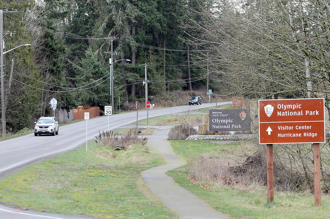A section of Mount Angeles Road south of Park Avenue in Port Angeles, shown on Friday, is slated to be included the first phase of a project to improve the Race Street corridor between Front Street and Olympus Avenue. (KEITH THORPE/PENINSULA DAILY NEWS)