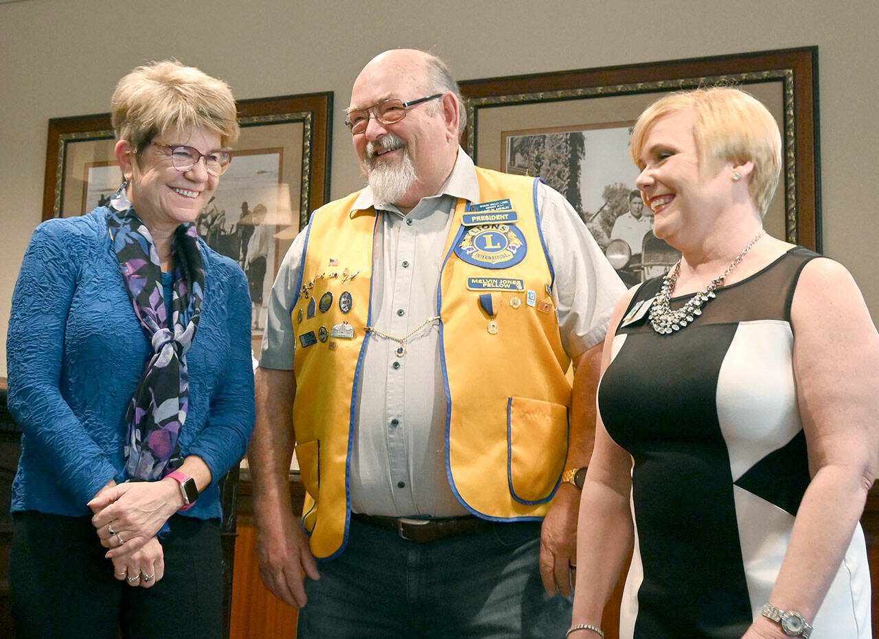 Finalists for the Sequim-Dungeness Valley Chamber of Commerce’s 2022 Sequim Citizen of the Year award include, from left, Monica Dixon, David Blakeslee and Lynn Horton. Blakeslee, the Sequim Valley Lions Club president, received the award at The Cedars at Dungeness. (Michael Dashiell/Olympic Peninsula News Group)