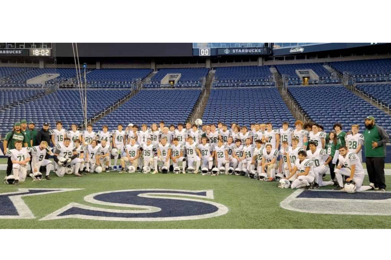 Port Angeles Football Boosters
The Port Angeles Roughriders football team at Lumen Field in Seattle this fall, where the Riders played a game against North Kitsap.