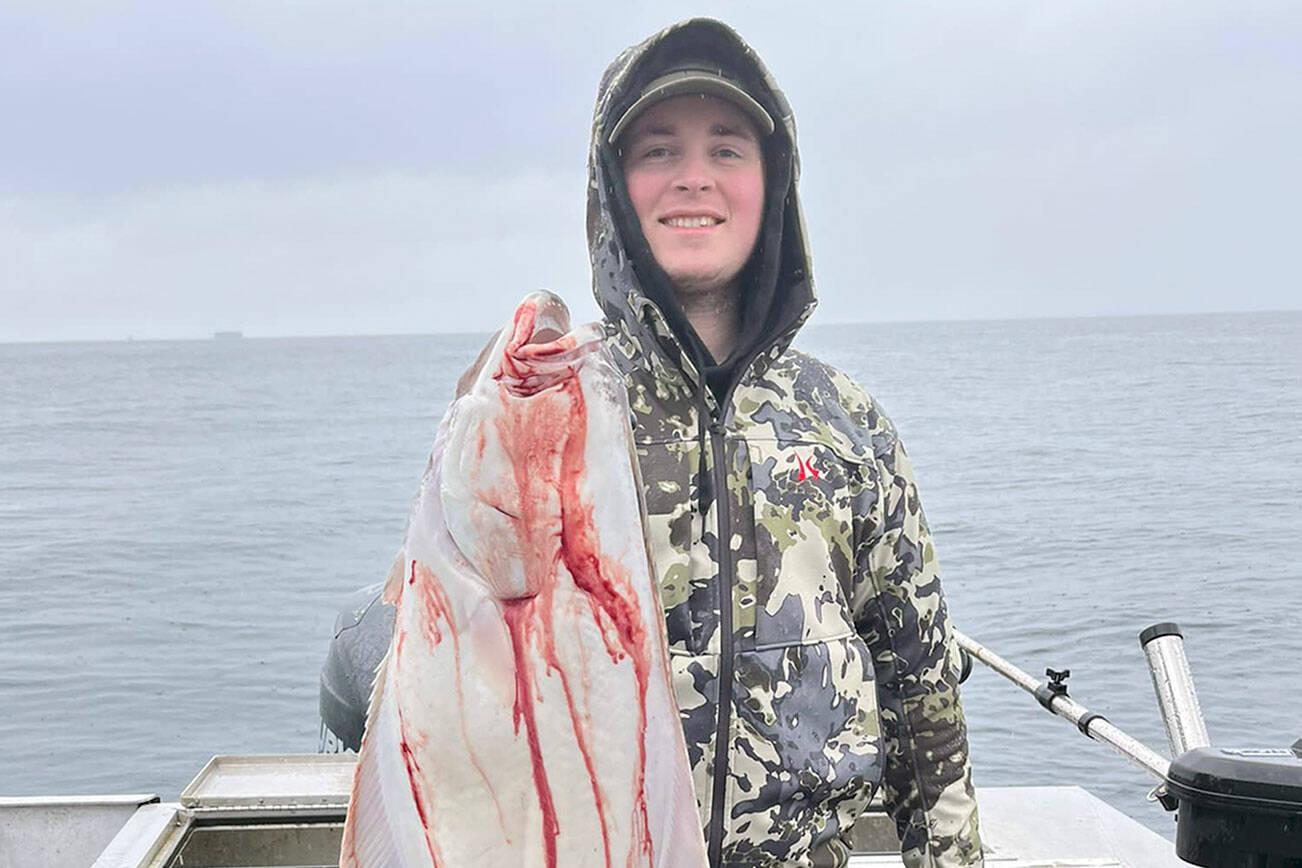 April halibut catches have been on the smaller side but Mitchell Nunnally found success with this specimen caught while fishing in 230 to 280 feet of water off Sekiu last Saturday.