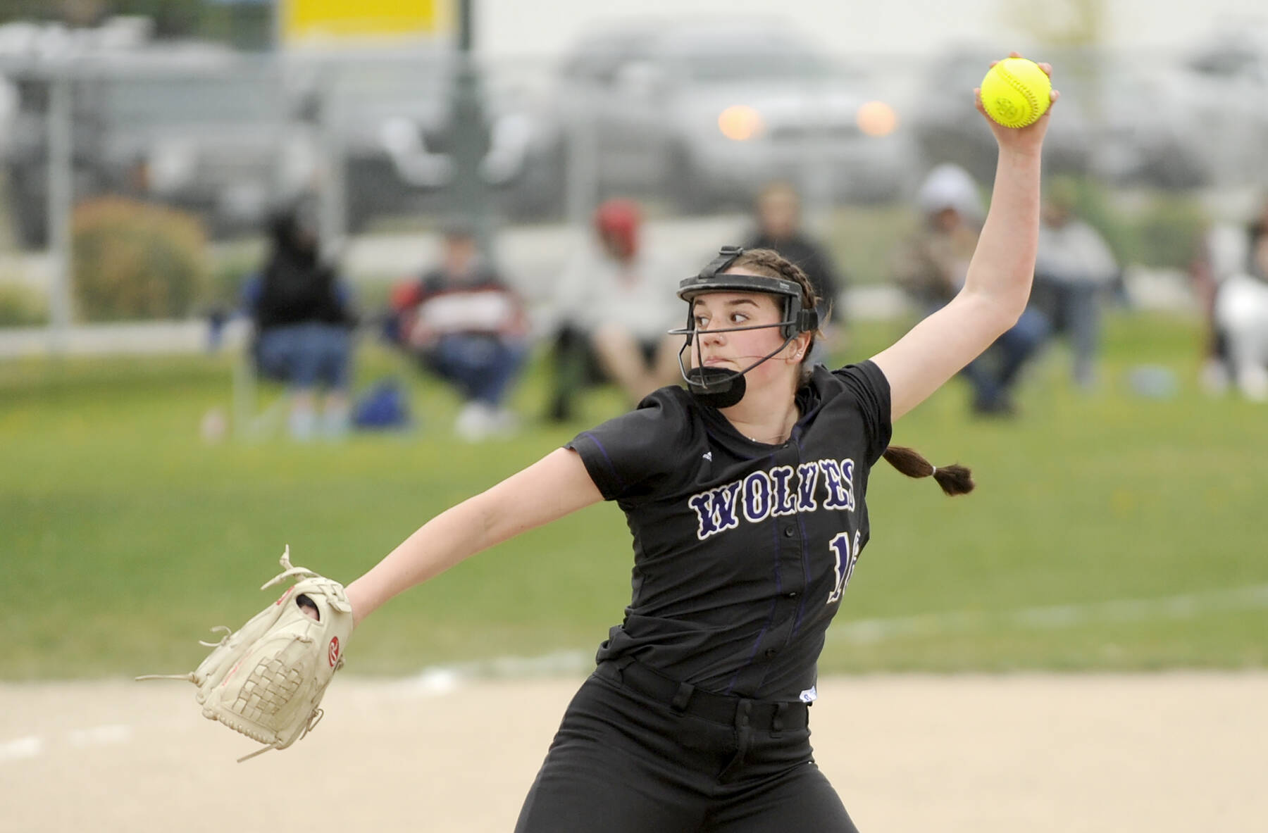 Michael Dashiell/Olympic Peninsula News Group
Sequim’s Lainey Vig delivers a pitch during the Wolves’ 5-2 home win over Kingston on Thursday.