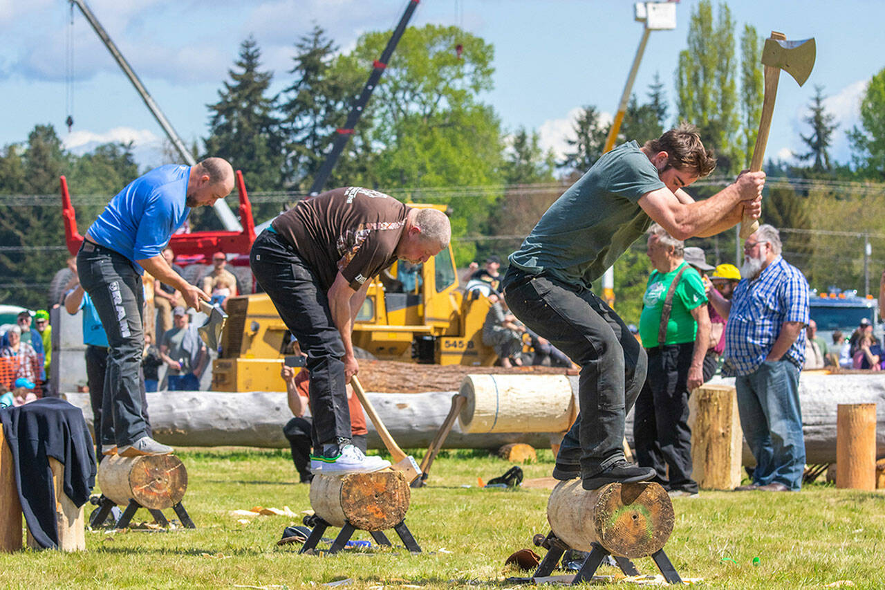 The Logging Show, seen in 2022, returns to the Sequim Irrigation Festival with several events, including a Logger’s Ball and fireworks Friday. (Emily Matthiessen/Olympic Peninsula News Group)