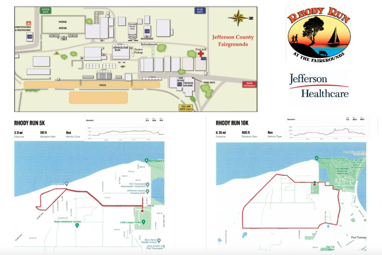 The 5K and 10K routes of Sunday's Rhody Run through Port Townsend.