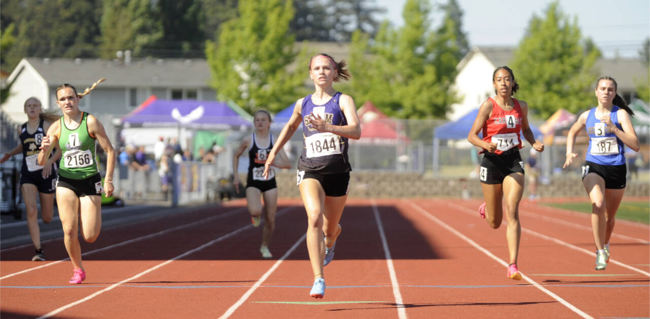 Sequim’s Ivy Barrett finished second in the finals of the 400-meter run at the 2A state track and field championships held at Mount Tahoma High School in Tacoma. (Michael Dashiell/Olympic Peninsula News Group)